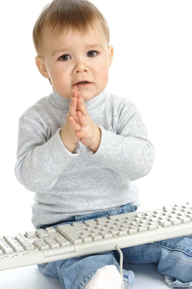 Cute child begging IT support for help